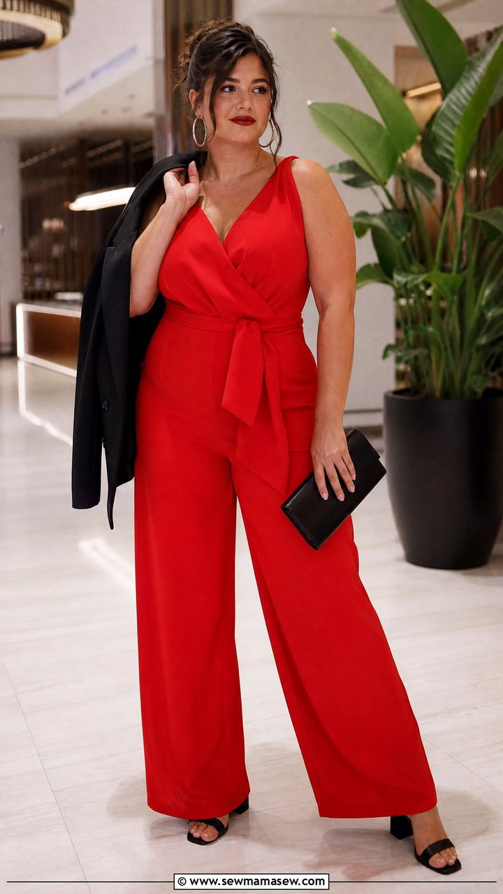 Plus Size Red Jumpsuit Outfit - 20 plus size bright color outfit ideas