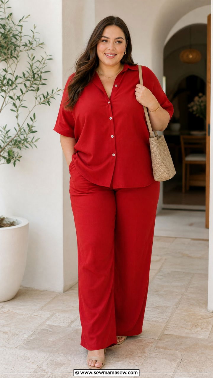 Plus Size Red Matching Set Outfit - 20 plus size red outfit ideas