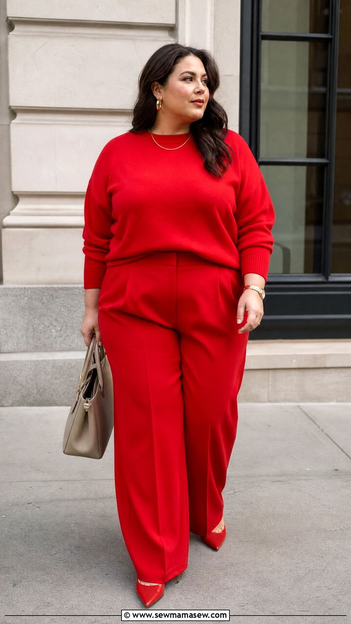 Plus Size Red Monochrome Outfit - 20 plus size red outfit ideas