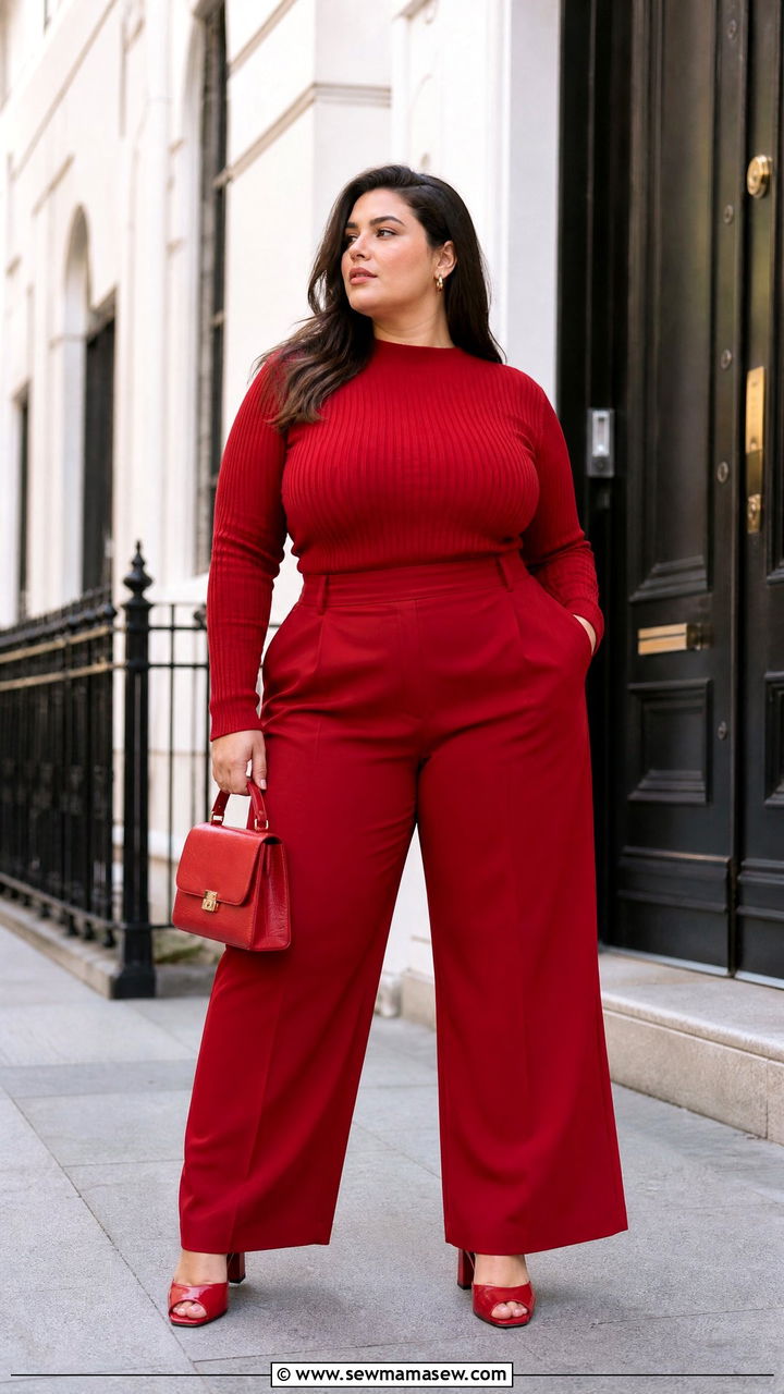 Plus Size Red Monochrome Outfit - 20 plus size monochrome outfit ideas
