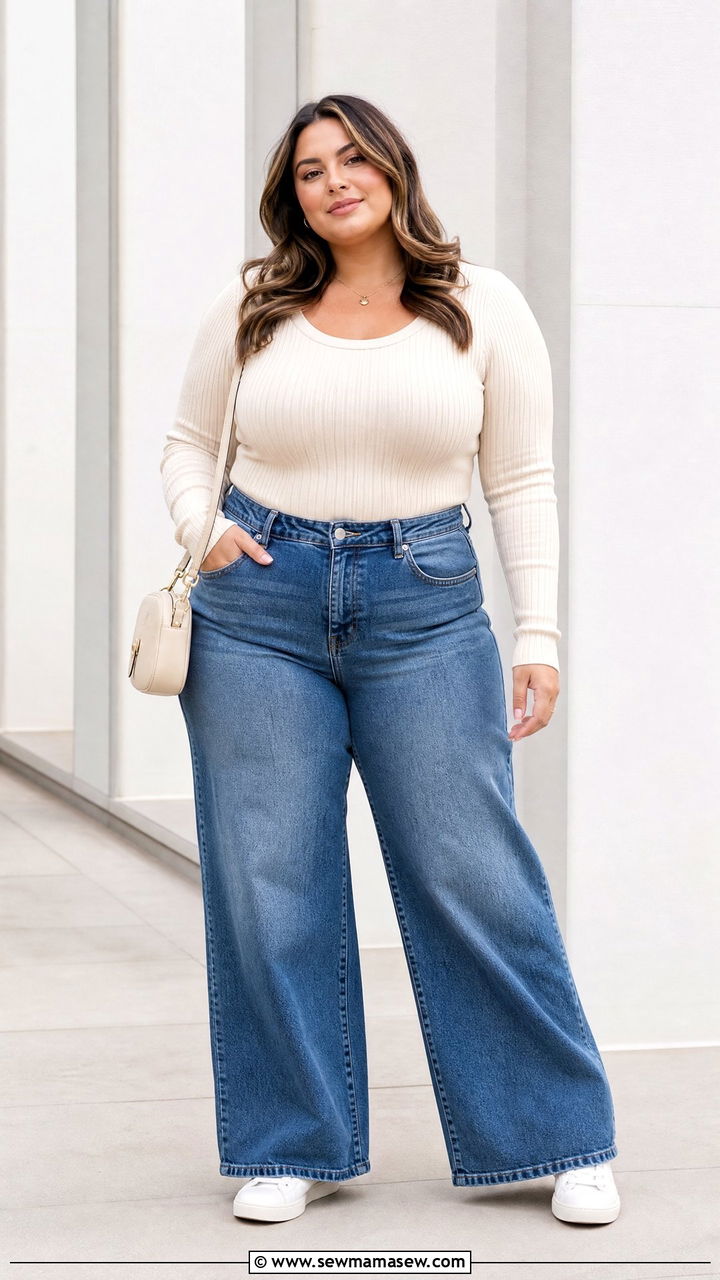 Plus Size Ribbed Knit Top Outfit - 20 plus size minimalist top outfit ideas