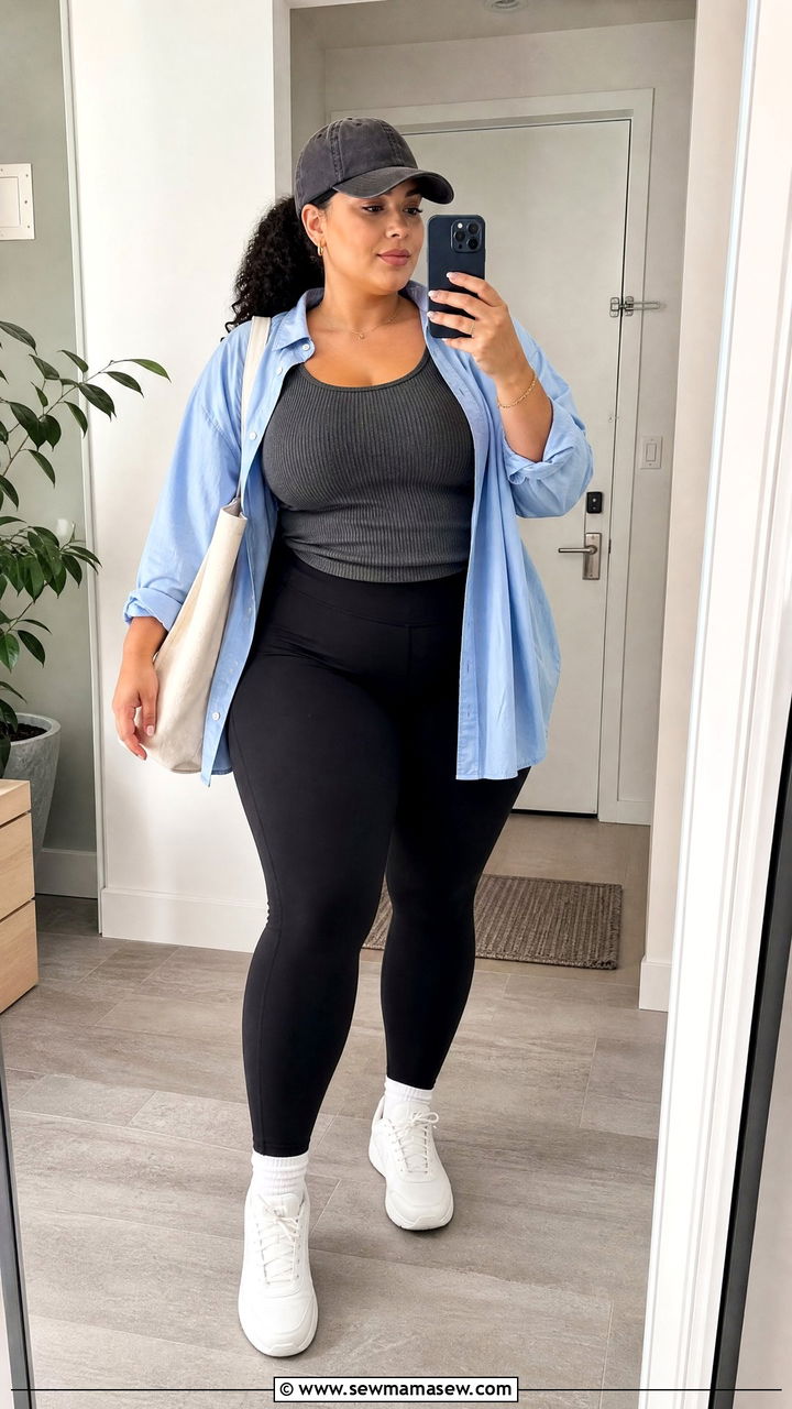 Plus Size Ribbed Tank Top With Leggings - 20 plus size ribbed tank top outfit ideas