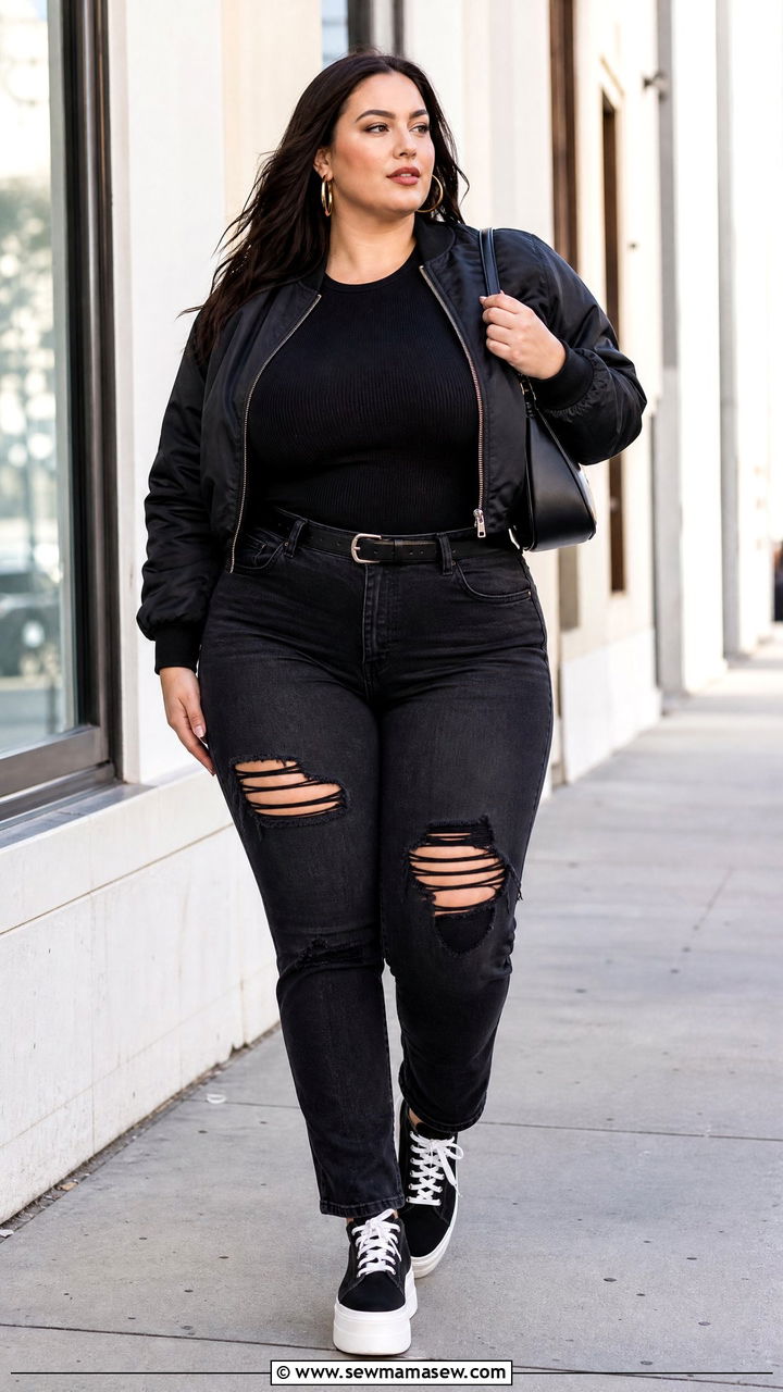 Plus Size Ripped Jeans Outfit - 20 plus size edgy outfit ideas