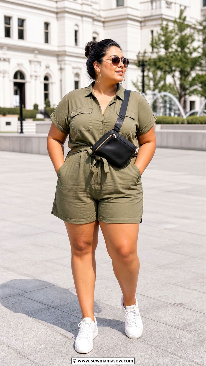 Plus Size Romper And Sneakers Outfit - 20 plus size summer vacation outfits