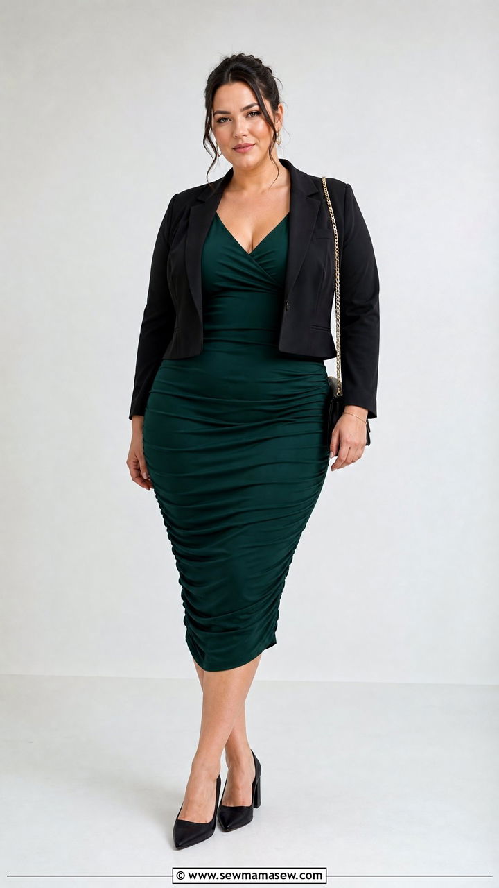 Plus Size Ruched Dress Outfit - 20 plus size outfits to hide tummy