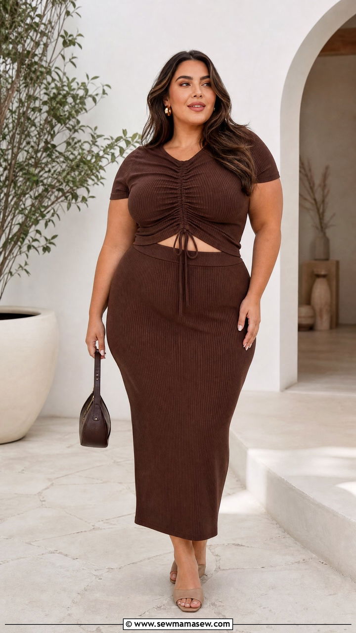 Plus Size Ruched Top With Matching Skirt - 20 plus size ruched top outfit ideas