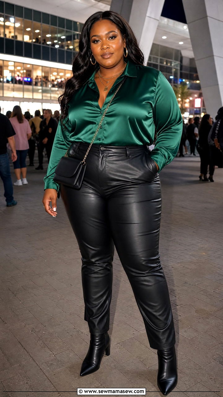 Plus Size Satin Blouse Concert Outfit - 20 plus size concert top outfit ideas