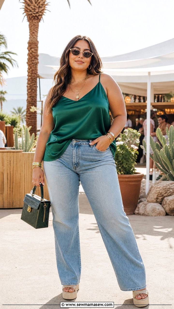 Plus Size Satin Festival Top Outfit - 20 plus size festival top outfit ideas