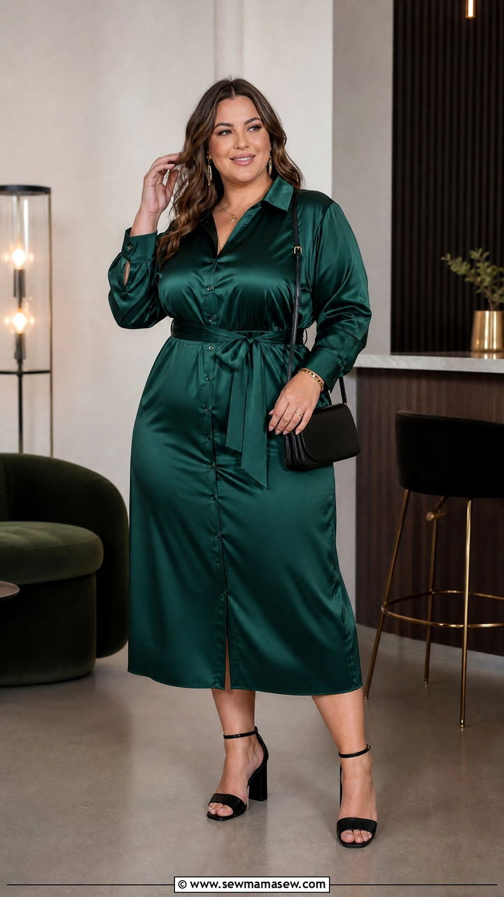 Plus Size Satin Shirt Dress Outfit - 20 plus size shirt dress outfit ideas
