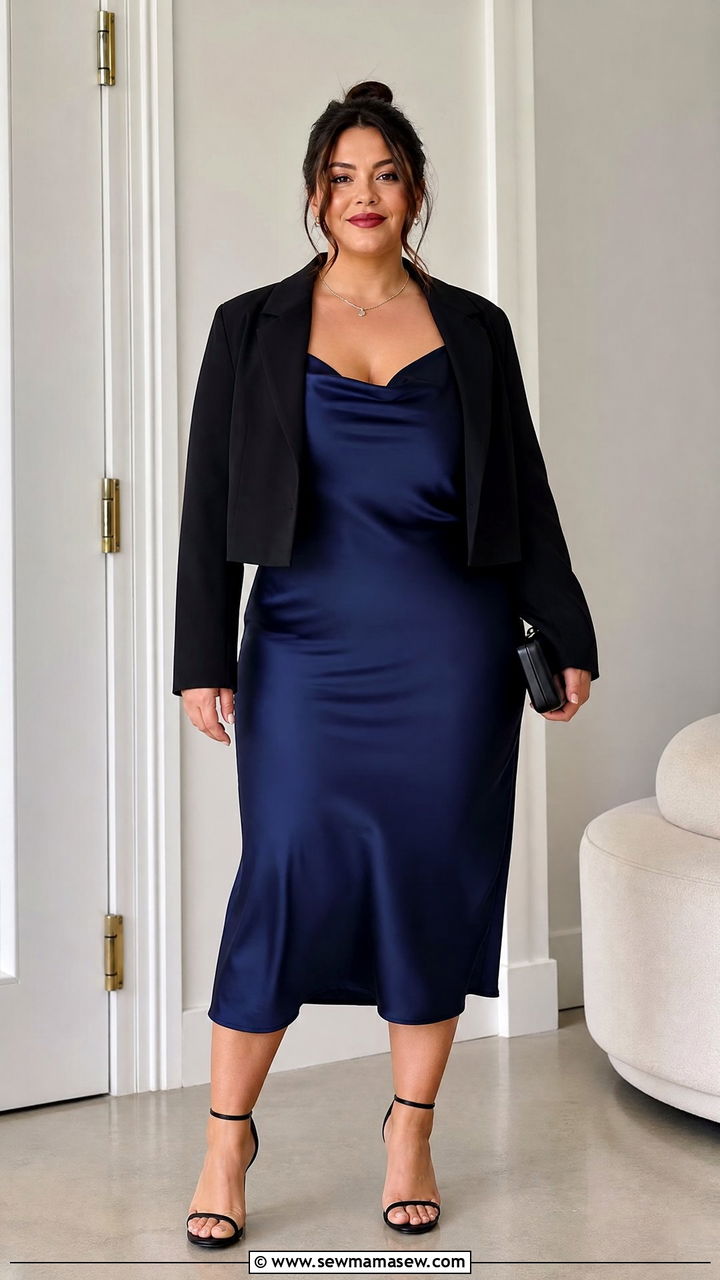 Plus Size Satin Slip Dress Party Outfit - 20 plus size party outfit ideas