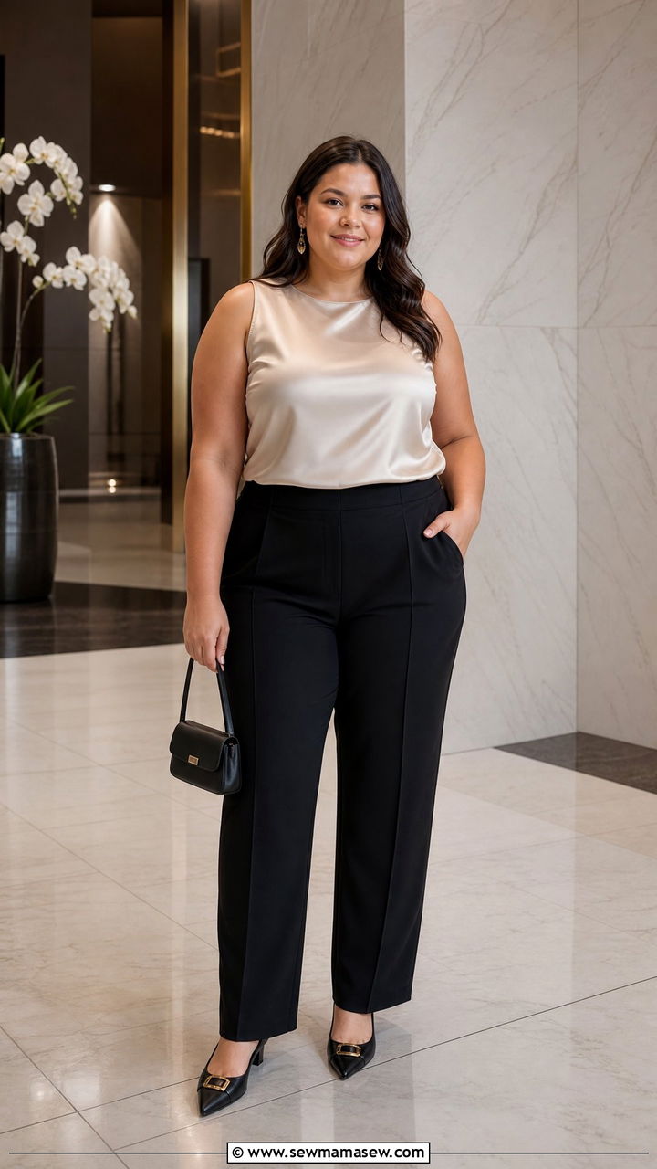 Plus Size Satin Top Outfit - 20 plus size minimalist top outfit ideas