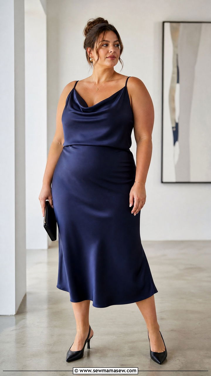Plus Size Satin Top With A Matching Satin Skirt - 20 plus size satin top outfit ideas