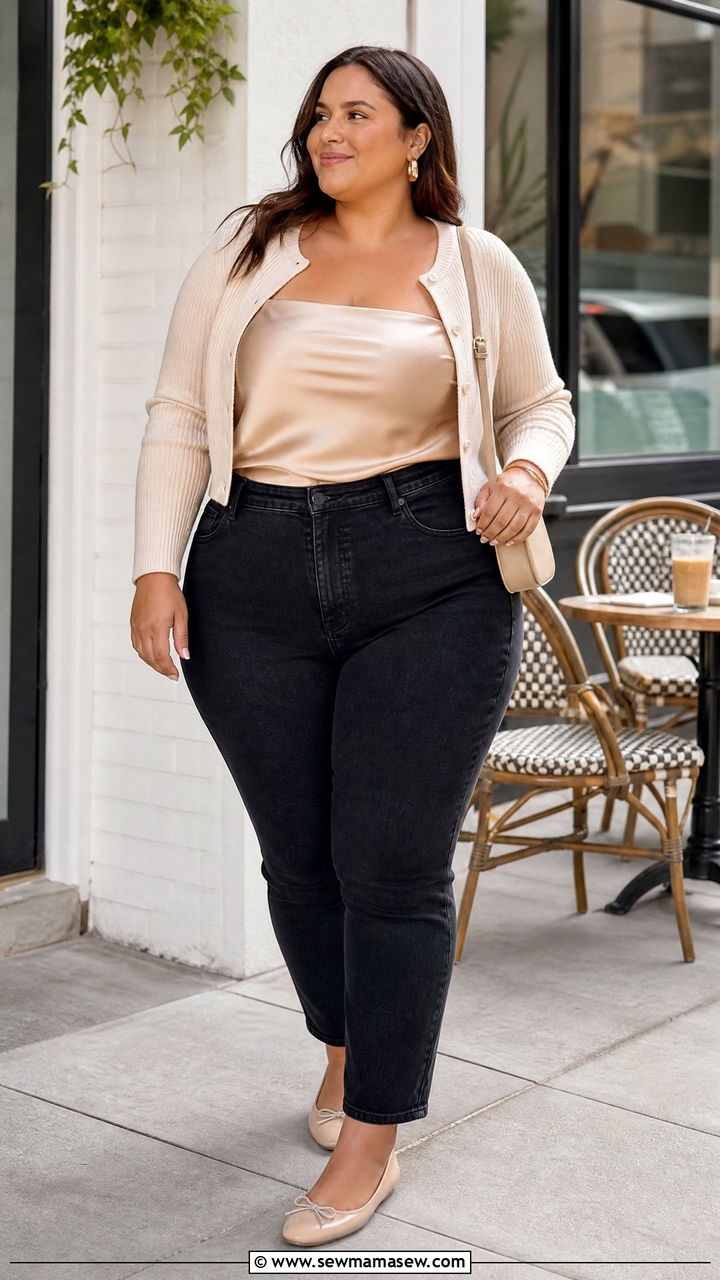 Plus Size Satin Tube Top With Cardigan - 20 plus size satin tube top outfit ideas
