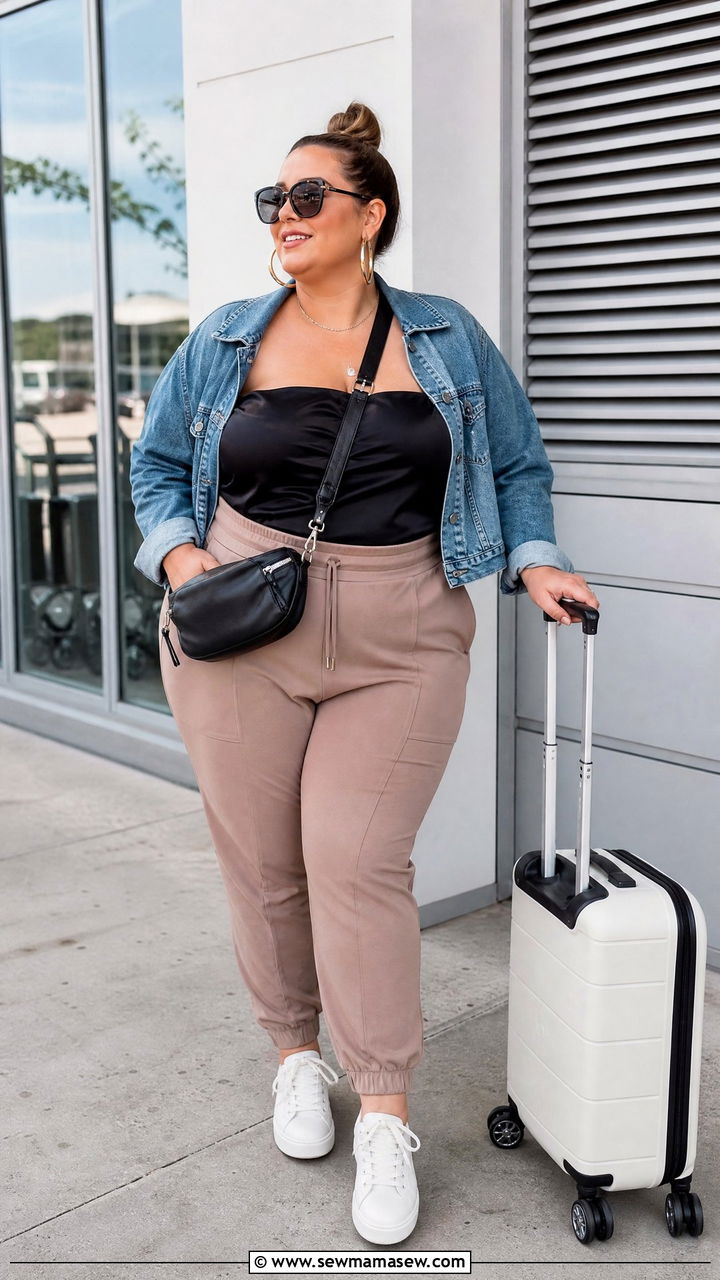 Plus Size Satin Tube Top With Joggers - 20 plus size satin tube top outfit ideas