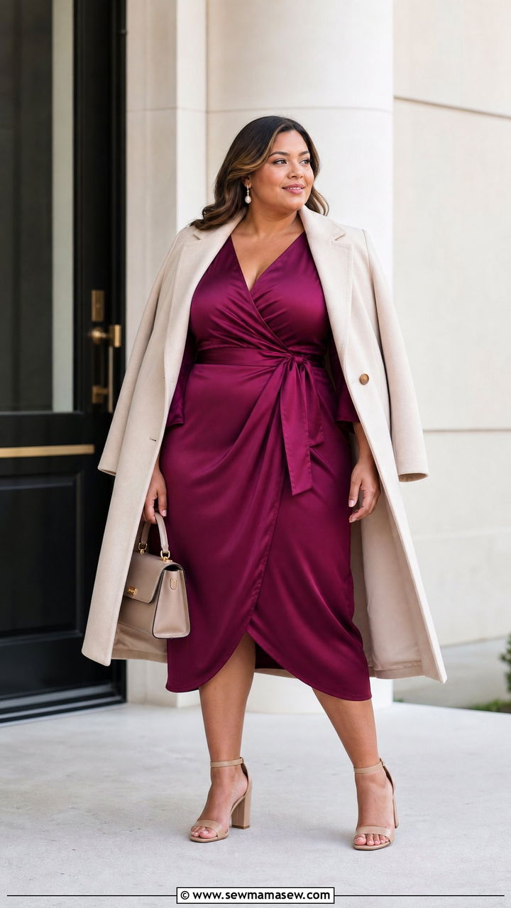 Plus Size Satin Wrap Dress Outfit - 20 plus size satin dress outfit ideas