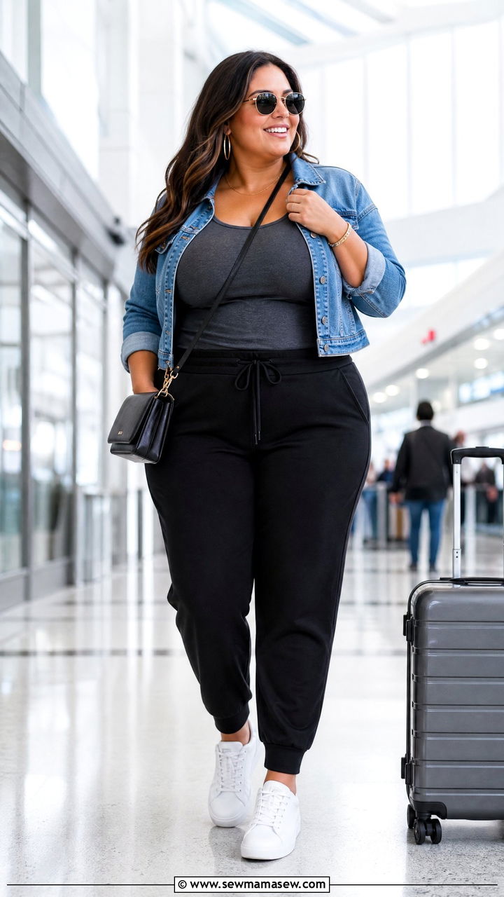 Plus Size Scoop Neck Tank Top With Joggers - 20 plus size scoop neck tank top outfit ideas