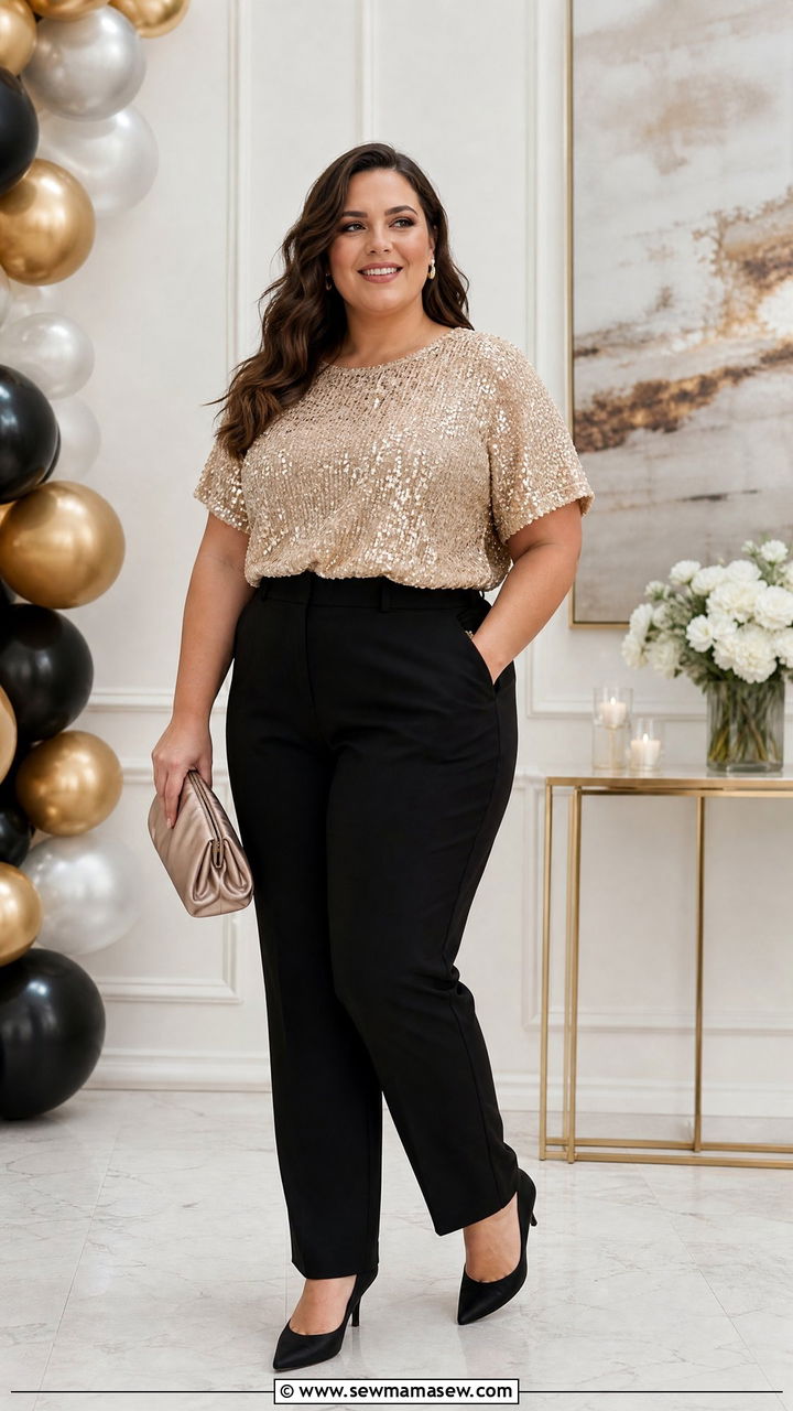 Plus Size Sequin Top Outfit - 20 plus size dressy top outfit ideas