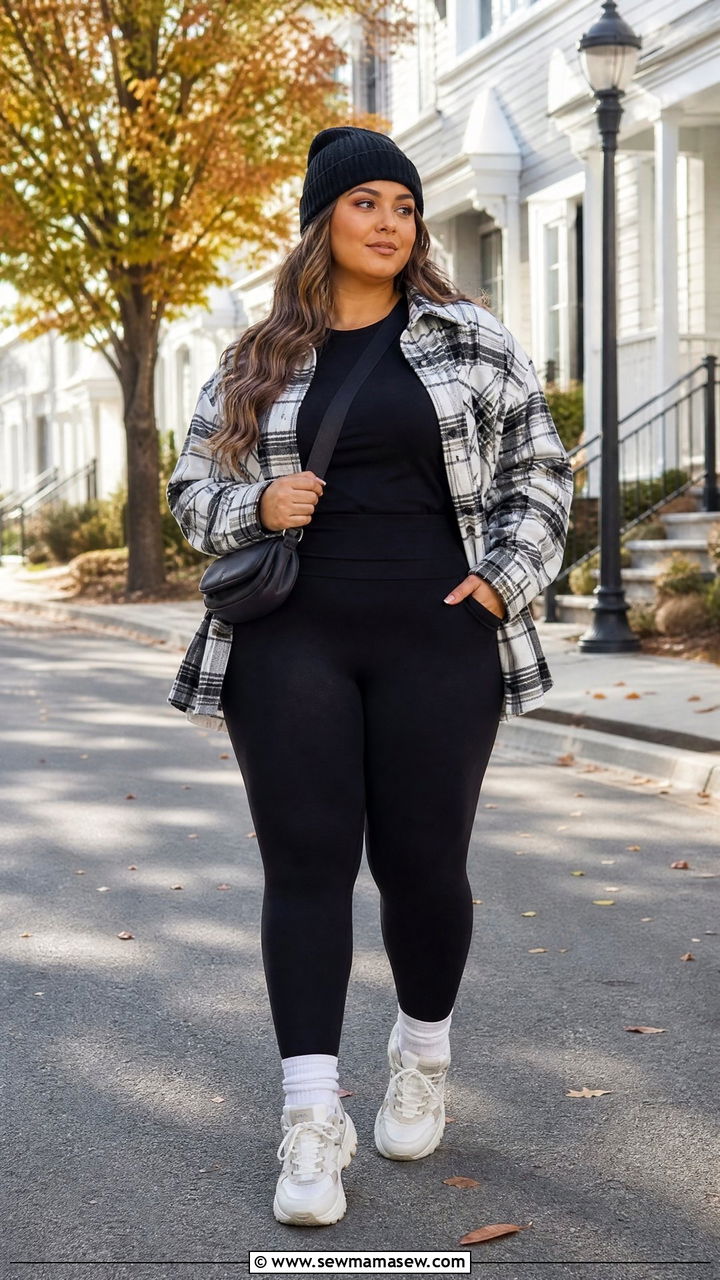 Plus Size Shacket Outfit With Leggings - 20 plus size layering outfit ideas