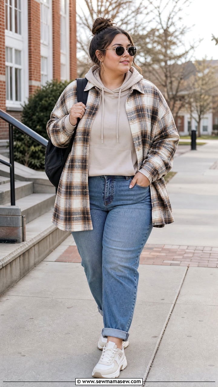Plus Size Shacket With A Hoodie - 20 plus size shacket outfit ideas