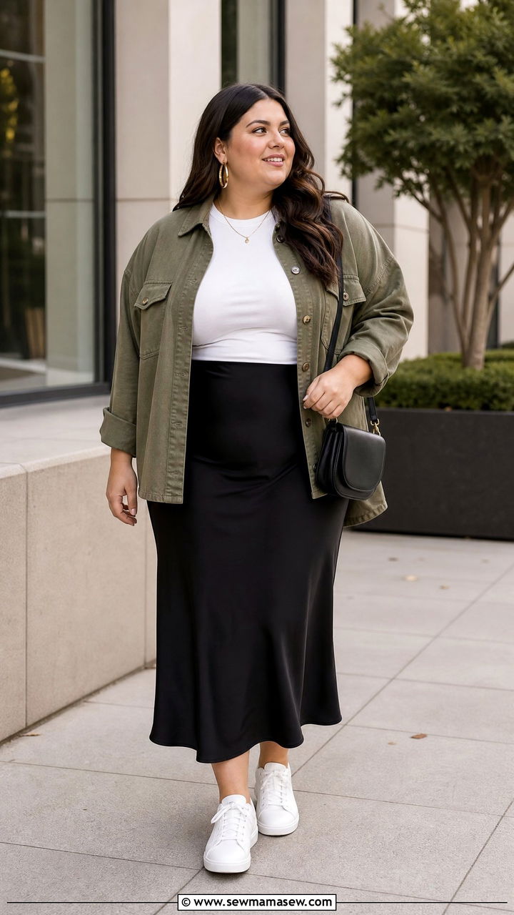 Plus Size Shacket With A Skirt - 20 plus size shacket outfit ideas