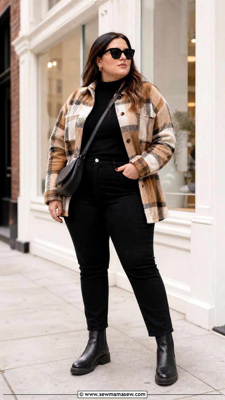 Plus Size Shacket With Black Jeans - 20 plus size shacket outfit ideas