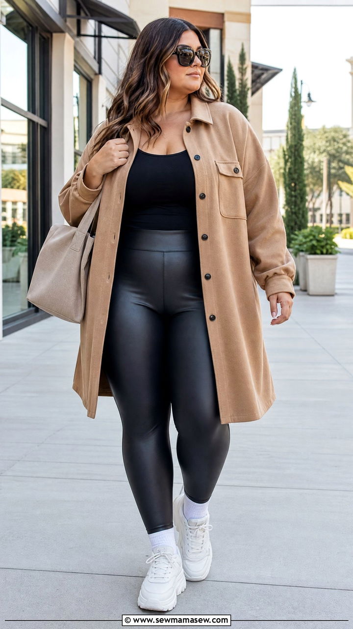 Plus Size Shacket With Leggings - 20 plus size shacket outfit ideas