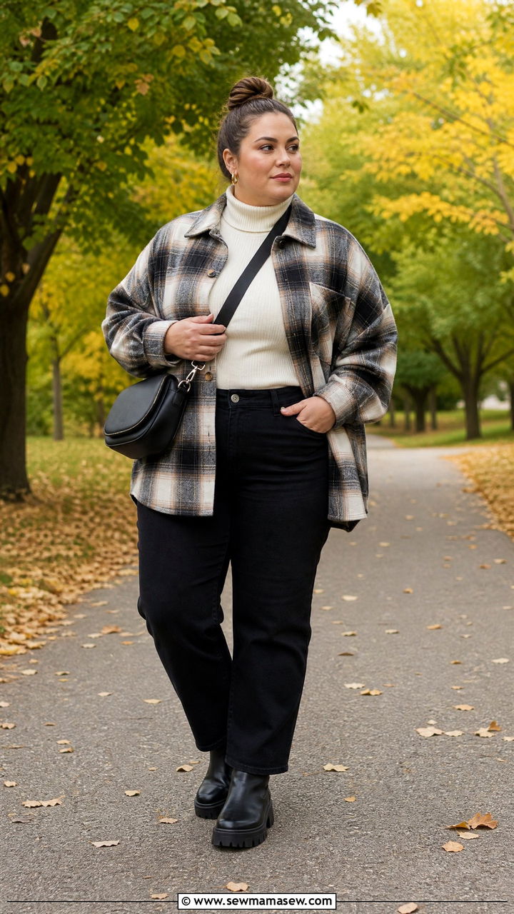Plus Size Shacket With Lug Sole Boots - 20 plus size outfit ideas with boots