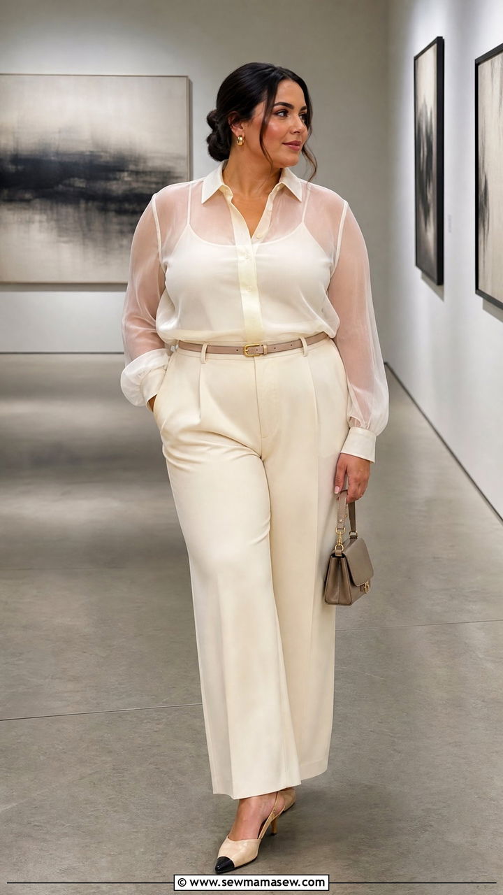 Plus Size Sheer Blouse Outfit - 20 plus size trendy tops outfit ideas 2026