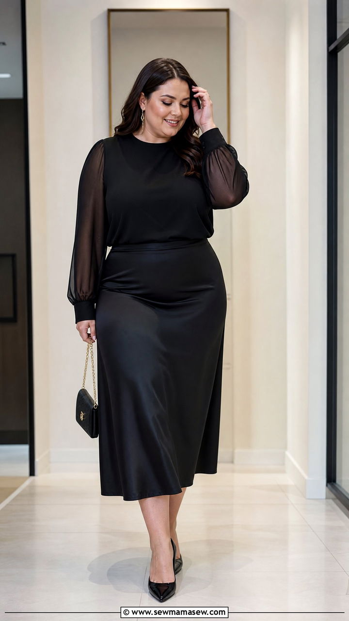 Plus Size Sheer Sleeve Top Outfit - 20 plus size elegant top outfit ideas