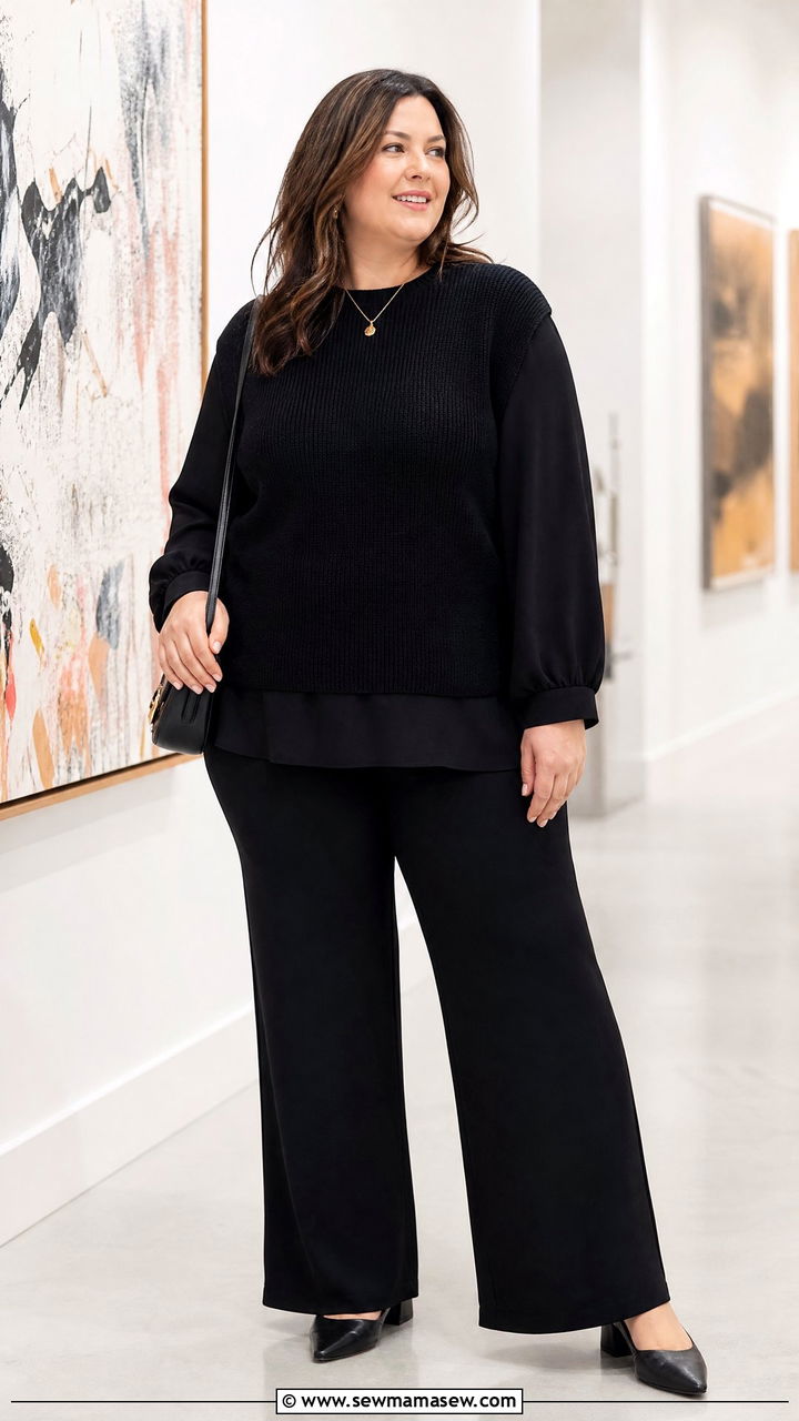 Plus Size Sheer Top Over Camisole Outfit - 20 plus size layered top outfit ideas