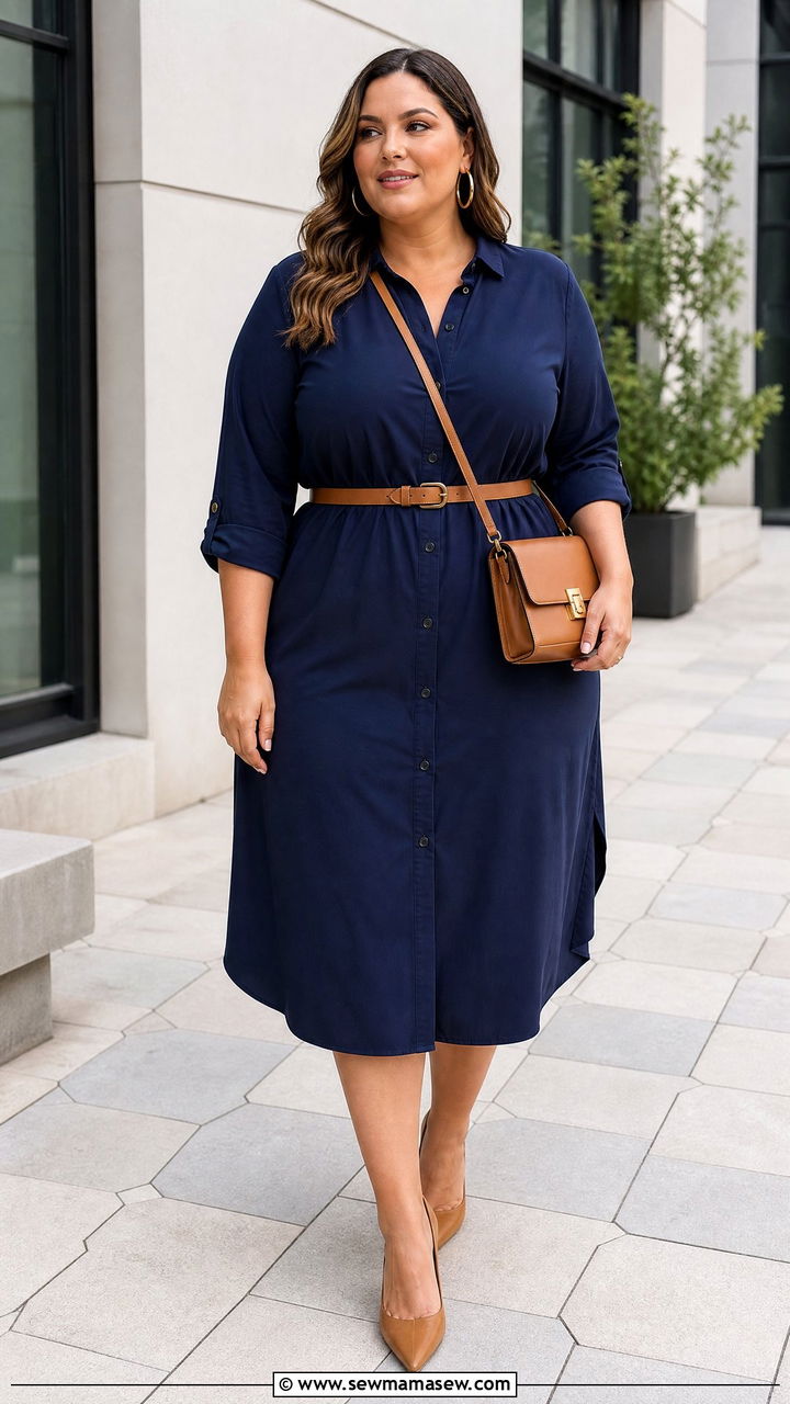 Plus Size Shirt Dress Outfit - 20 slimming plus size outfit ideas
