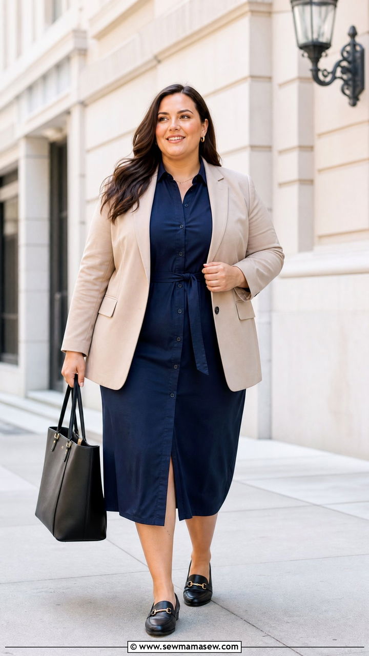 Plus Size Shirt Dress With Blazer Outfit - 20 plus size shirt dress outfit ideas