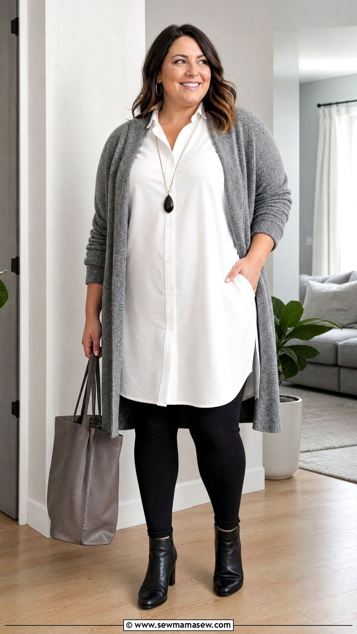 Plus Size Shirt Dress With Leggings Outfit - 20 plus size shirt dress outfit ideas