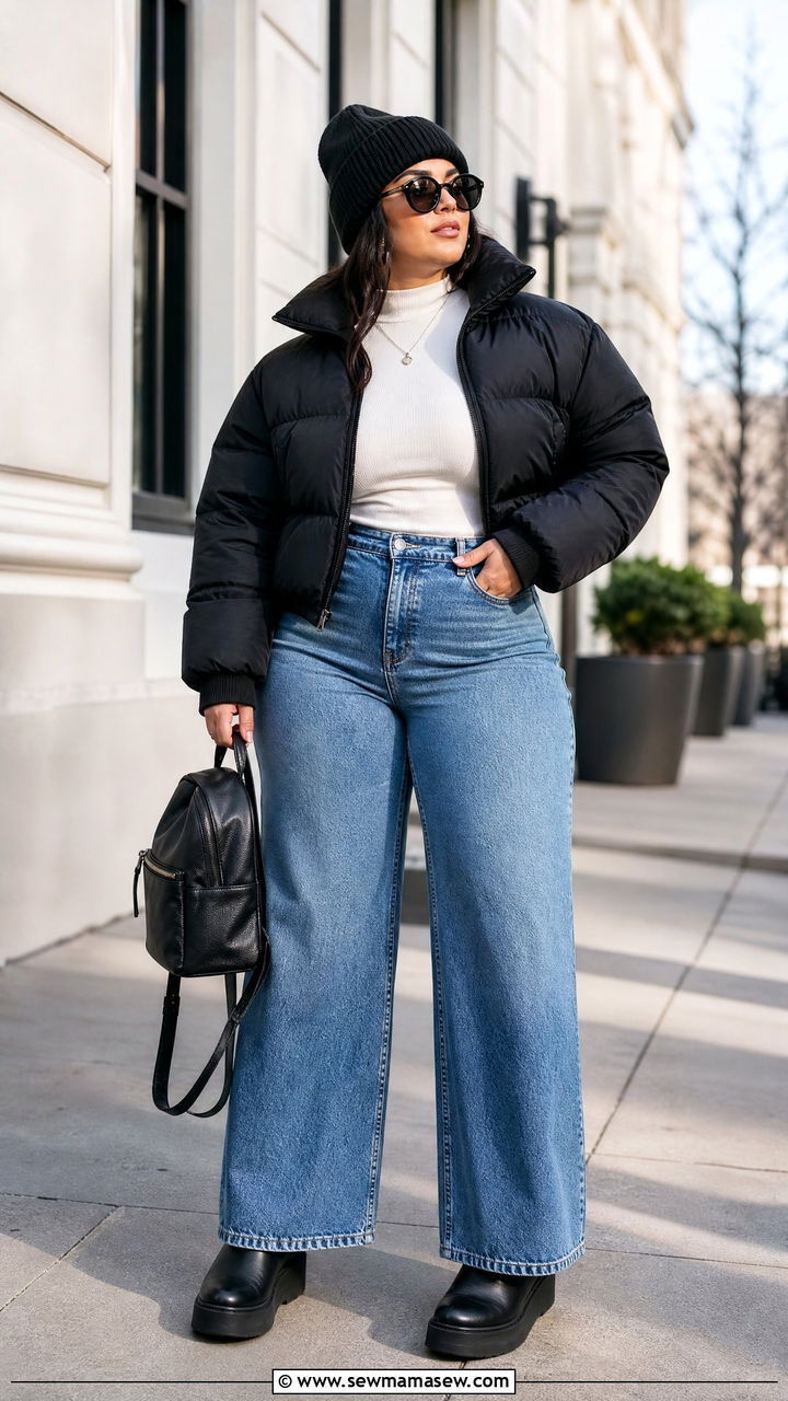 Plus Size Short Puffer Coat Outfit - 20 plus size winter coat outfit ideas
