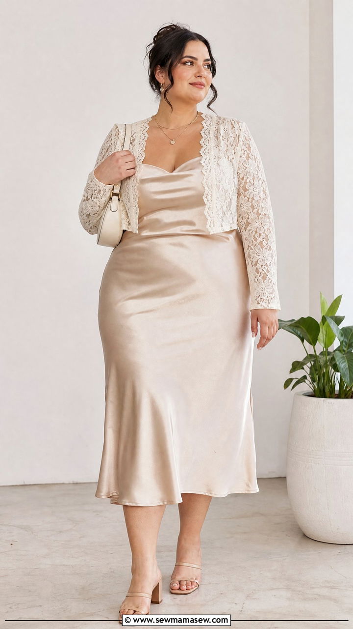 Plus Size Shrug Top With Slip Dress Outfit - 20 plus size shrug top outfit ideas