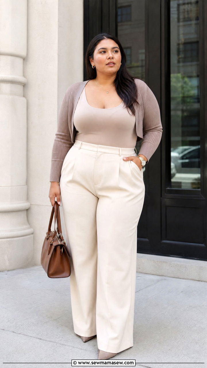 Plus Size Shrug Top With Wide Leg Pants Outfit - 20 plus size shrug top outfit ideas
