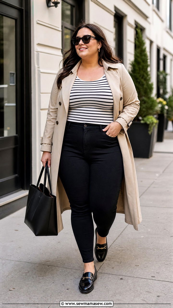 Plus Size Skinny Jeans With Trench Coat - 20 plus size skinny jeans outfit ideas