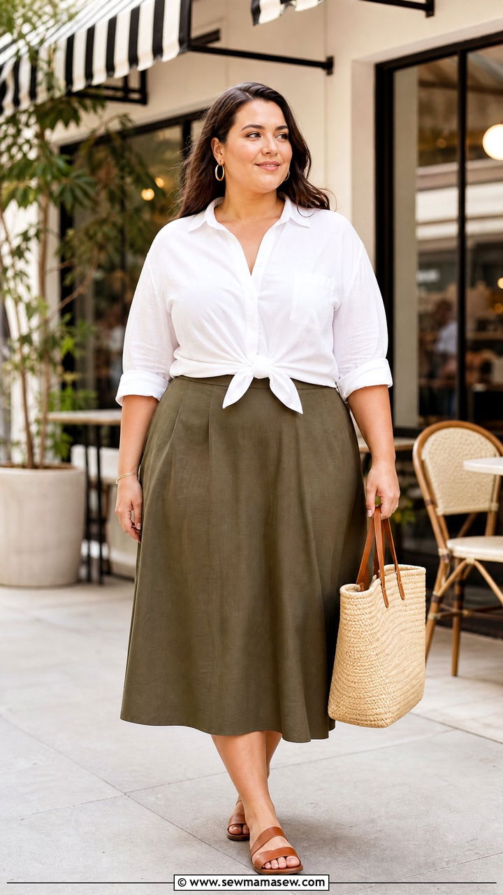 Plus Size Skirt And Button Down Outfit - 20 plus size summer outfit ideas with skirt