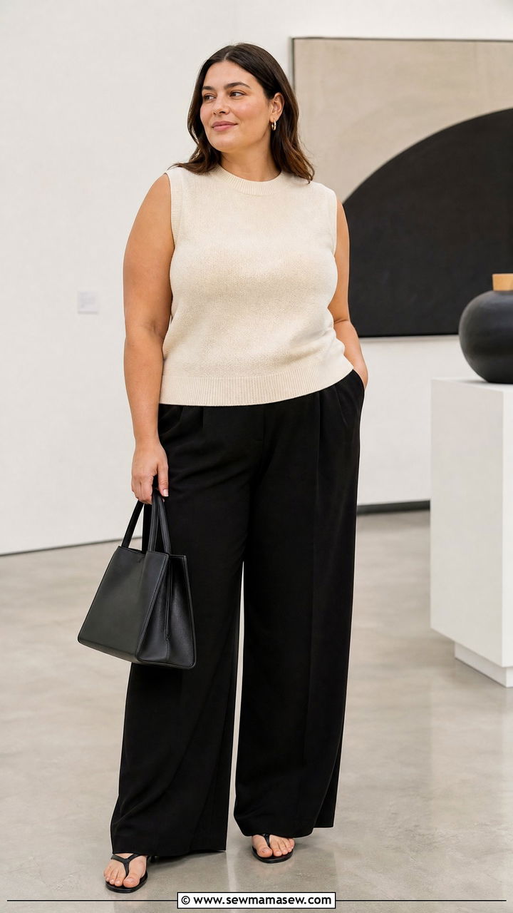 Plus Size Sleeveless Sweater Top Outfit - 20 plus size minimalist top outfit ideas