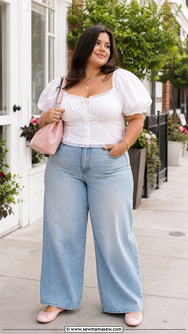 Plus Size Soft Girl Blouse And Jeans Outfit - 20 plus size soft girl outfit ideas