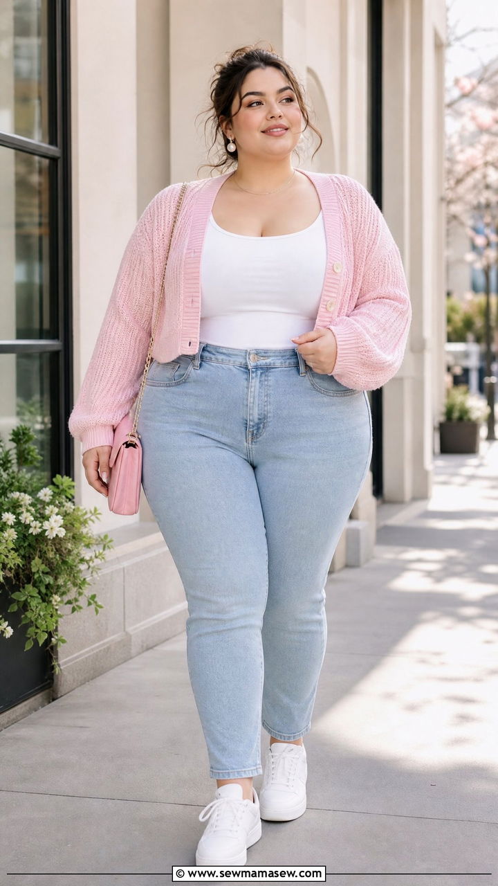 Plus Size Soft Girl Pastel Cardigan Outfit - 20 plus size soft girl outfit ideas