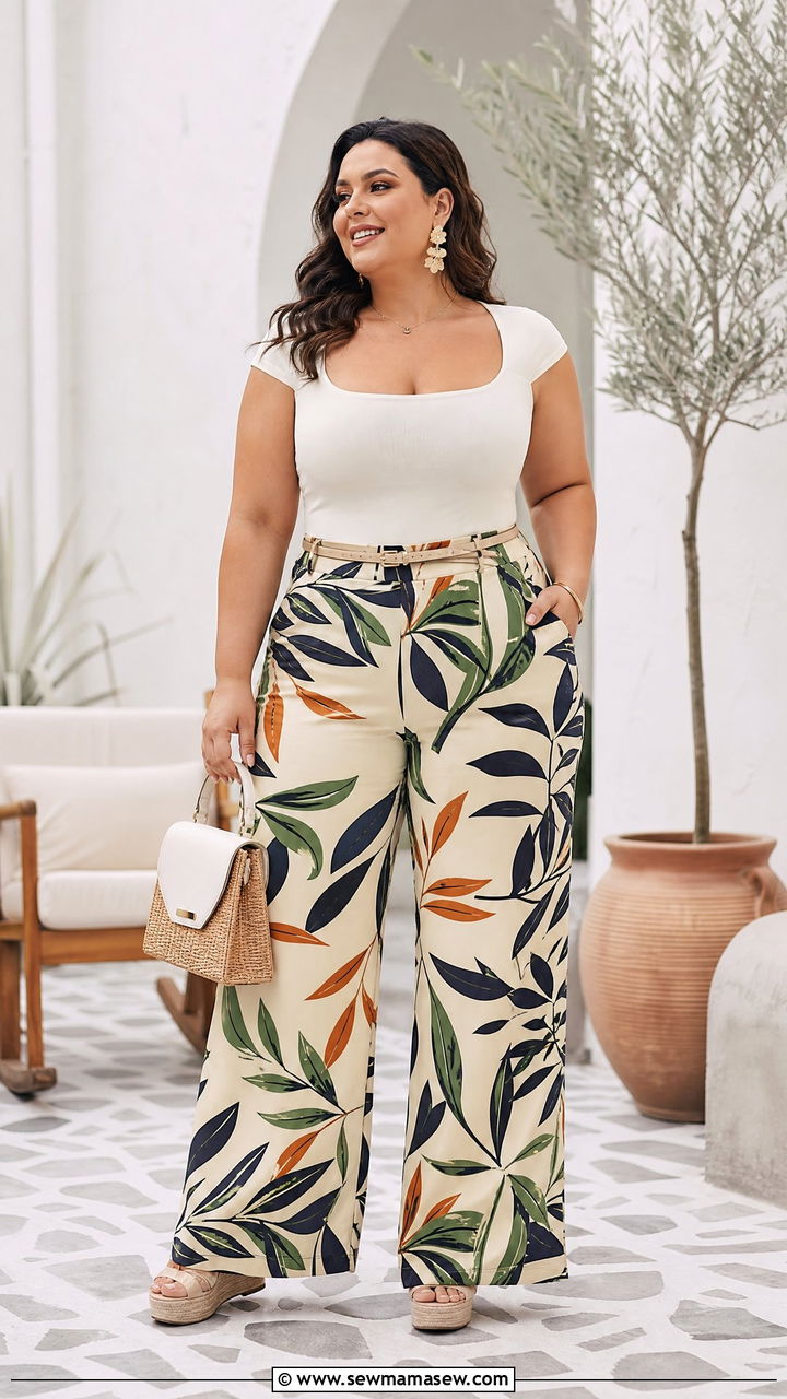 Plus Size Square Neck Top With Palazzo Pants - 20 plus size square neck top outfit ideas