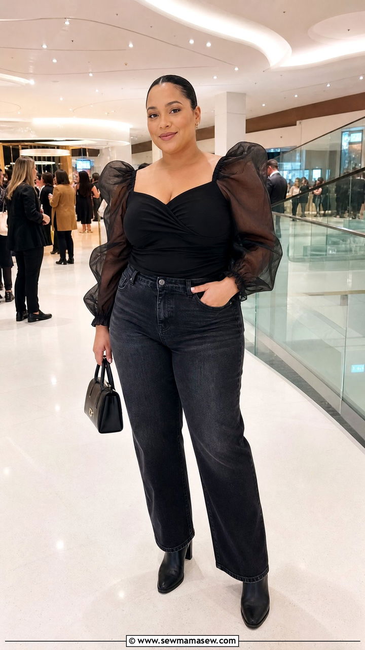 Plus Size Statement Sleeve Top Concert Outfit - 20 plus size concert top outfit ideas