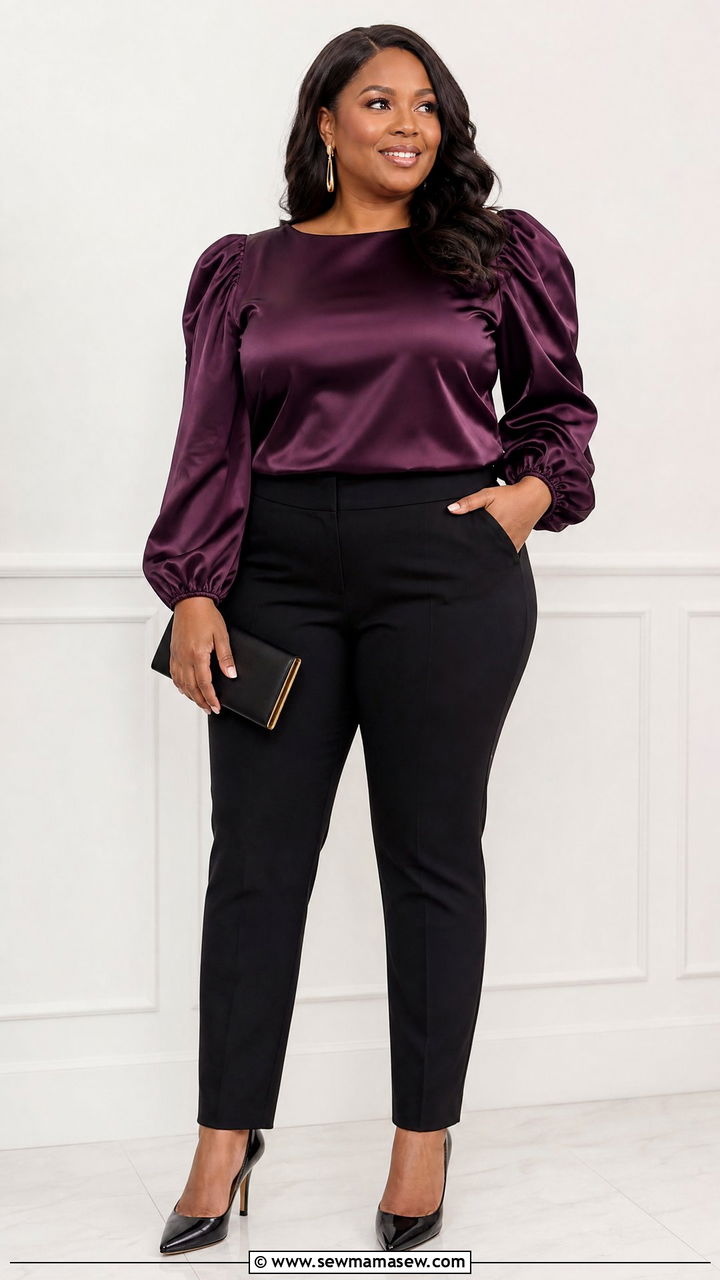 Plus Size Statement Sleeve Top Outfit - 20 plus size holiday party top outfit ideas