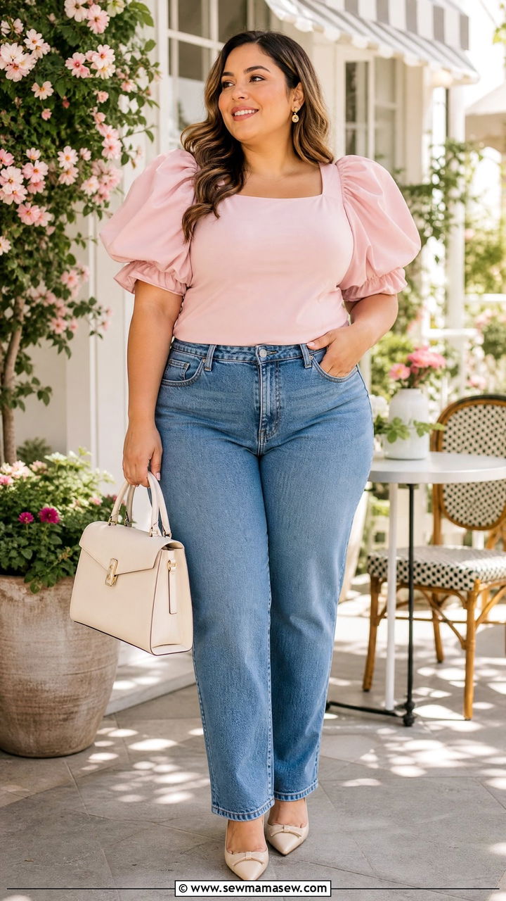 Plus Size Statement Sleeve Top Outfit - 20 plus size trendy tops outfit ideas 2026
