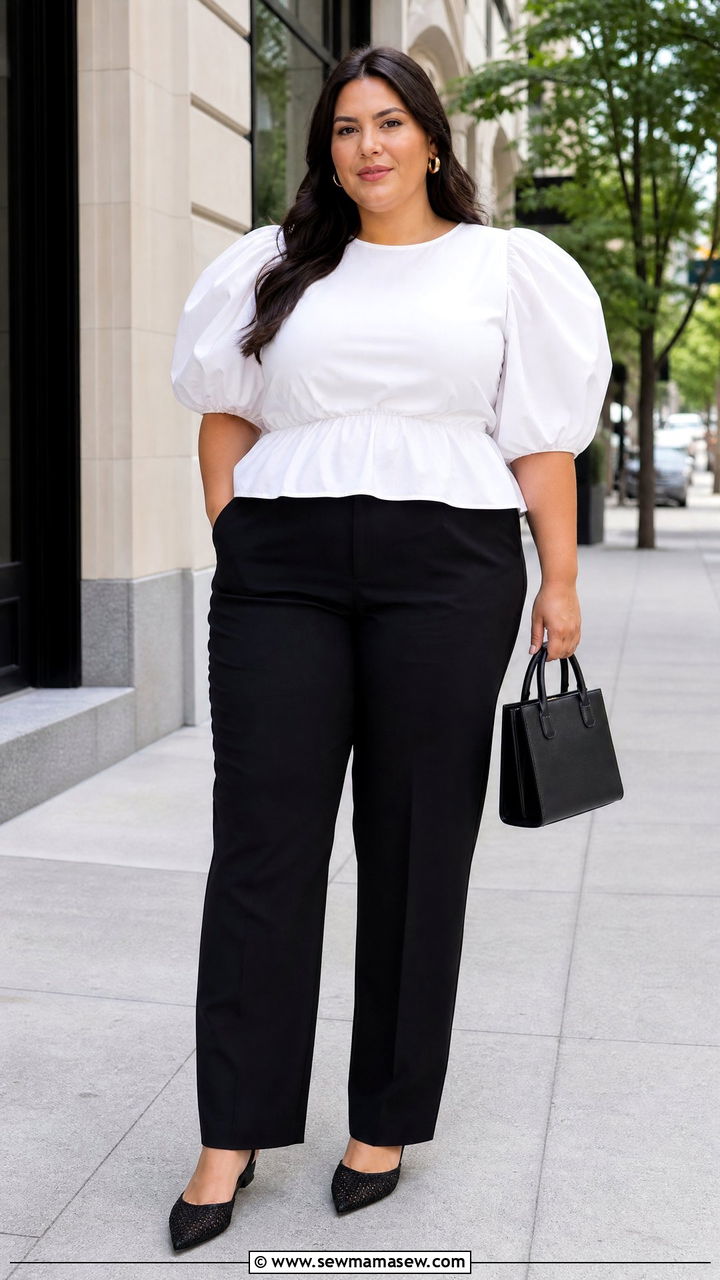 Plus Size Statement Sleeve Top Outfit - 20 plus size elegant top outfit ideas