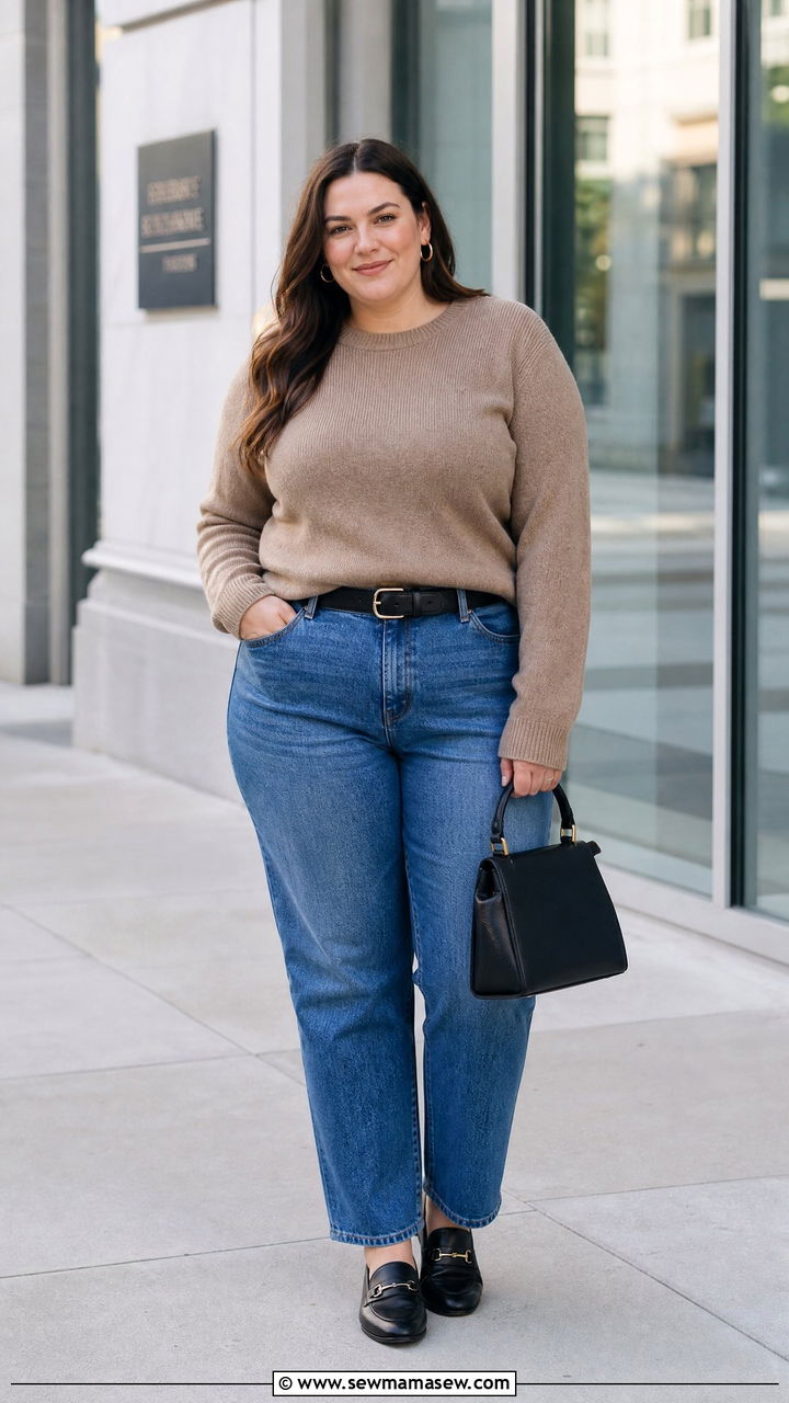 Plus Size Straight Leg Jeans With Loafers - 20 plus size straight leg jeans outfit ideas