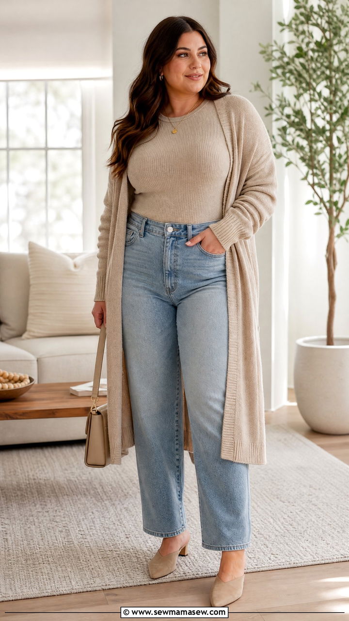 Plus Size Strappy Cami Top With Cardigan - 20 plus size strappy cami top outfit ideas