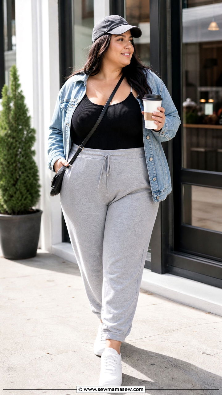 Plus Size Strappy Cami Top With Joggers - 20 plus size strappy cami top outfit ideas