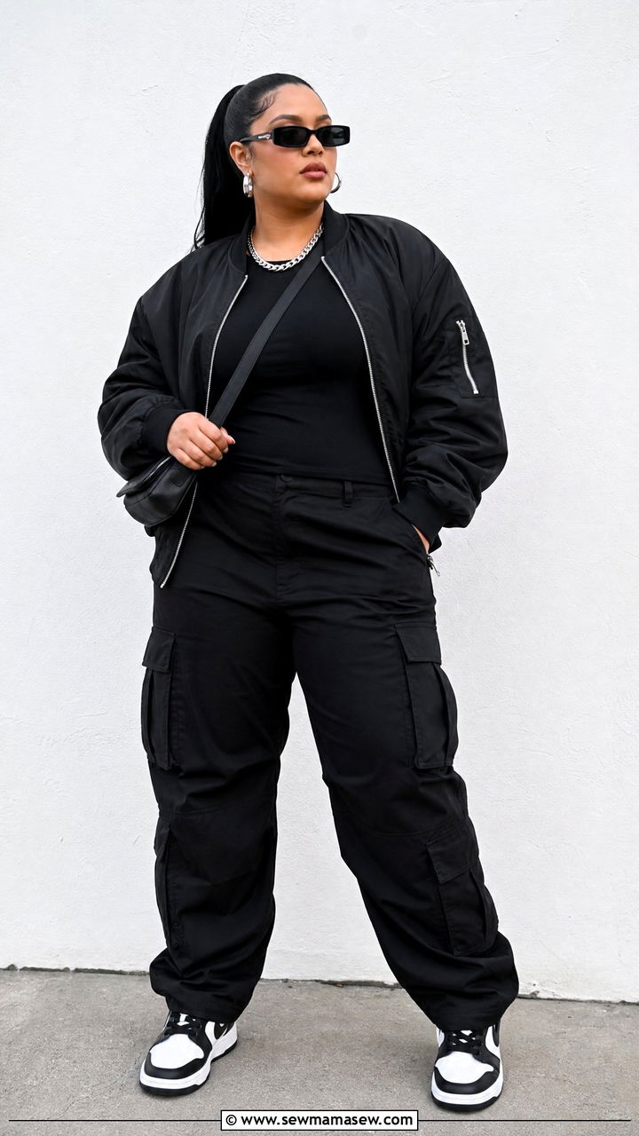 Plus Size Streetwear Monochrome Black Outfit - 20 plus size streetwear outfit ideas